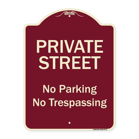 Signmission Designer Series-Private Street No Parking Or Trespassing, 24" x 18", BU-1824-9771 A-DES-BU-1824-9771